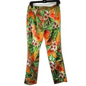 DOLCE & GABBANA Slim Cropped Viscose Bright Floral Pants Size 4 RARE